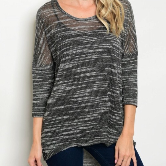 SALES ❗️Black White Scoop Neckline Knit Sweater - Picture 4 of 6